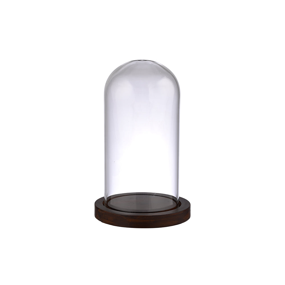 Cloche Glass Holder with Wooden Base