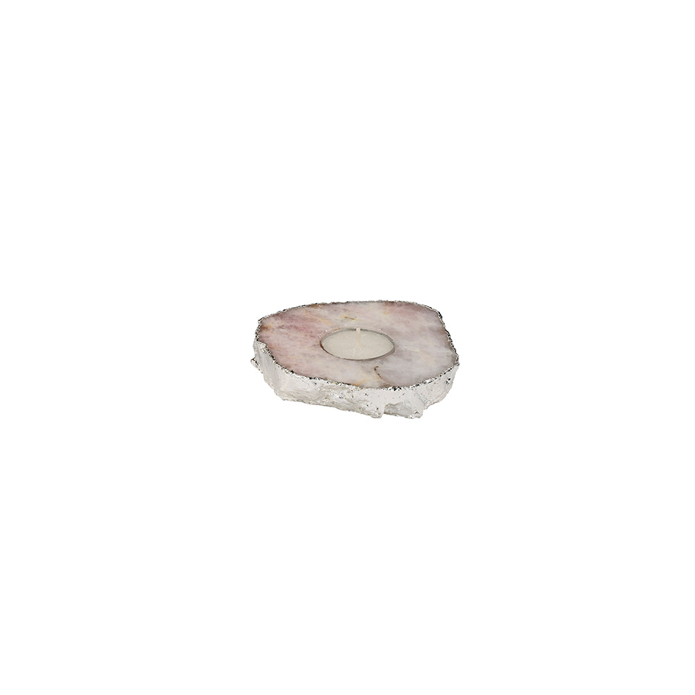 Agate Tealight Holder White Silver