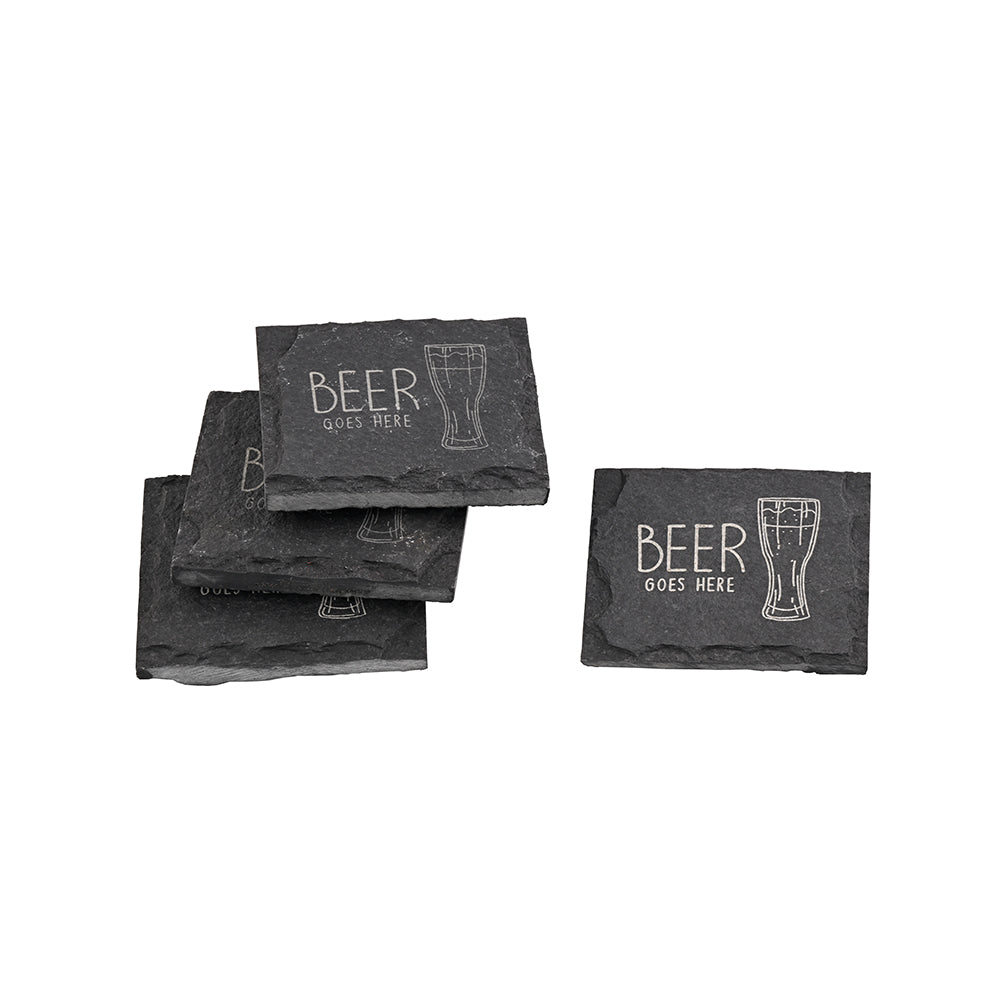 Limestone Engraved Beer Coaster Set Of 4