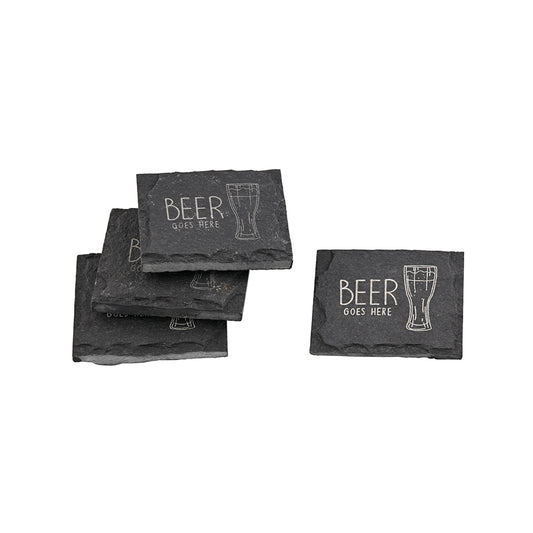 Limestone Engraved Beer Coaster Set Of 4