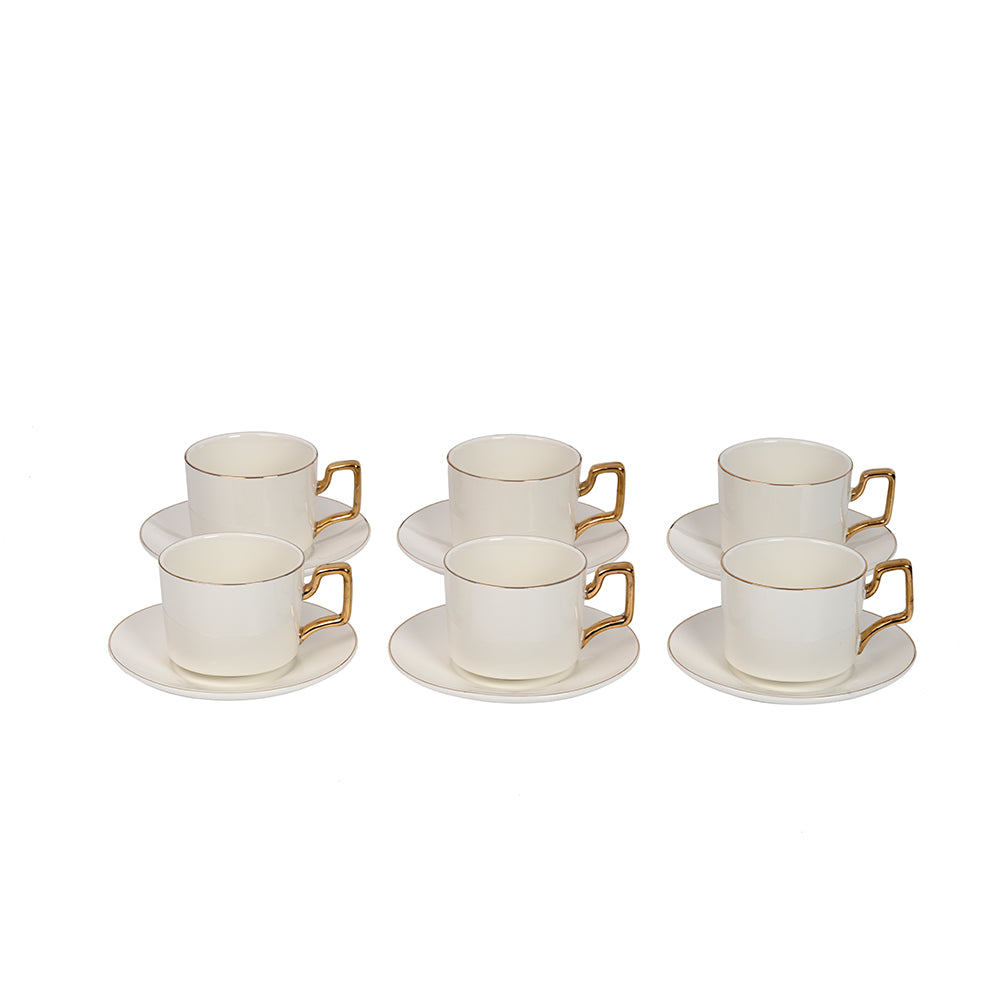 Aristocatic Cup and Saucer White 12 Pcs