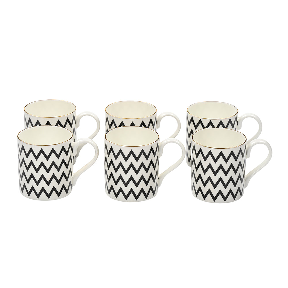 Noir Zig Zag B Mug Set of 6