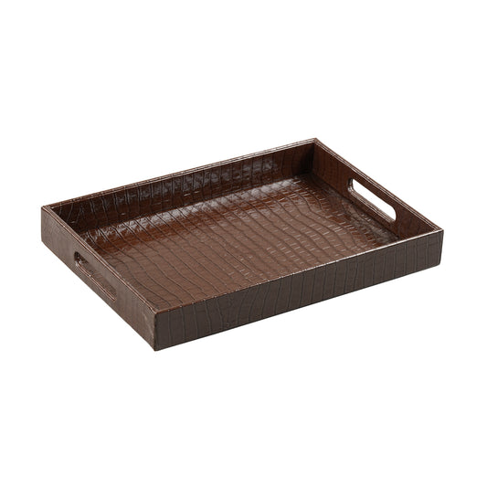 Tray Faux Croc Dark Brown  Medium