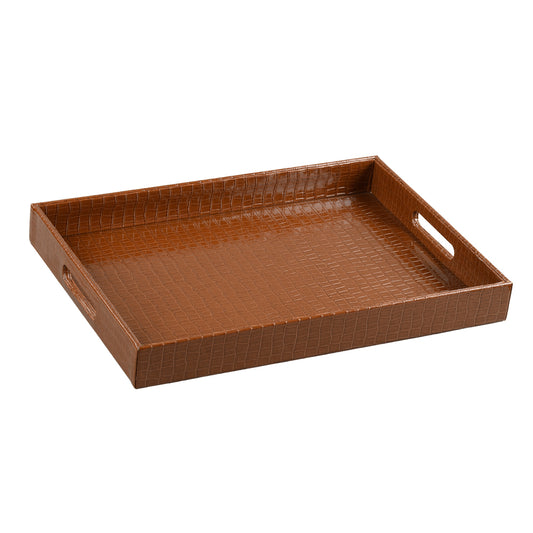 Tray Faux Croc Light Brown Large