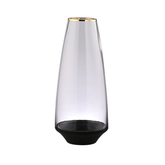Taper Vase - Black Base with Gold Rim Large