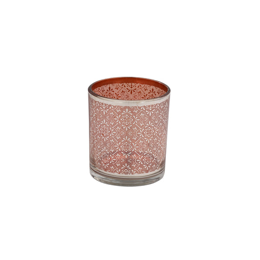 Etching Glass Votive Holder Orange