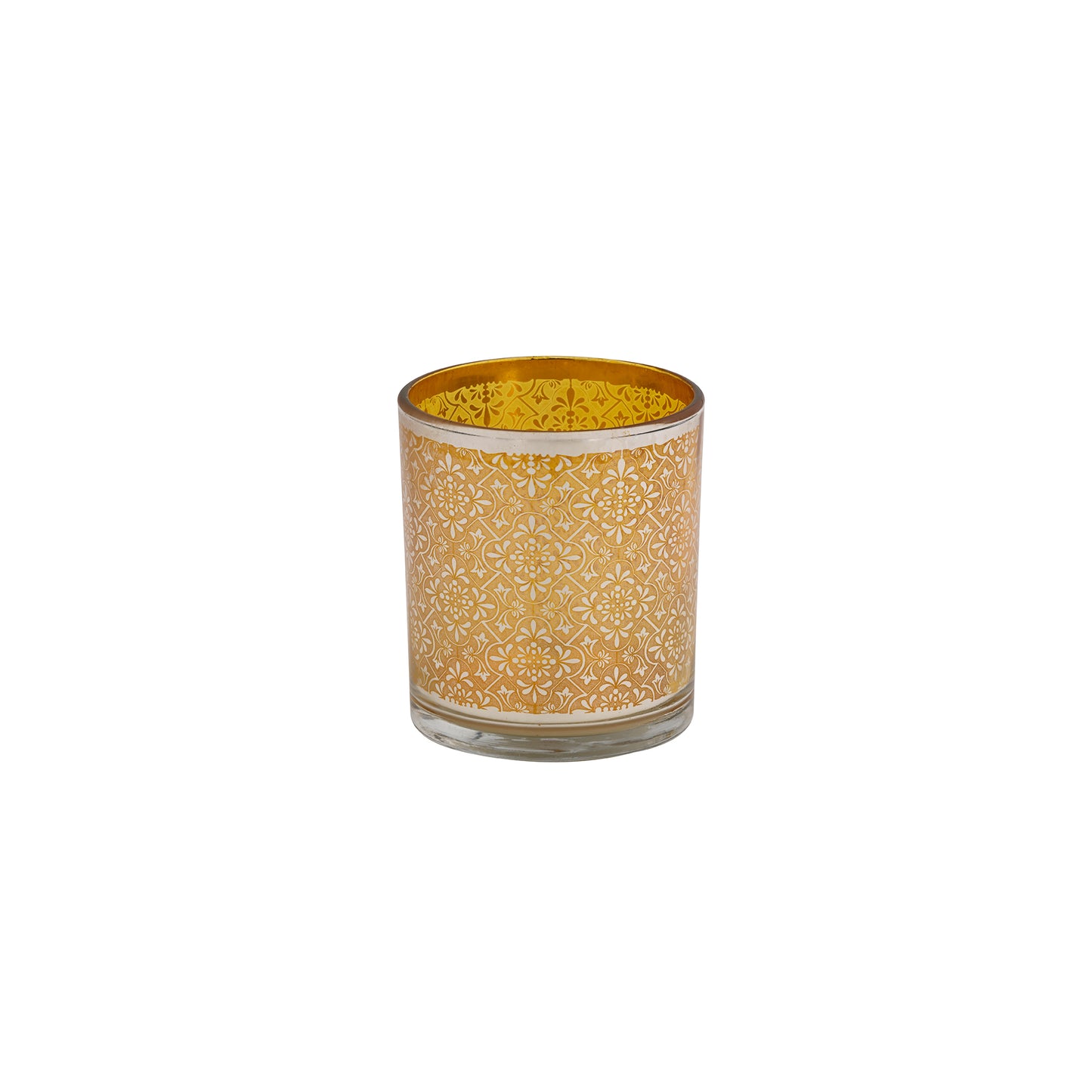 Etching Glass Votive Holder Yellow