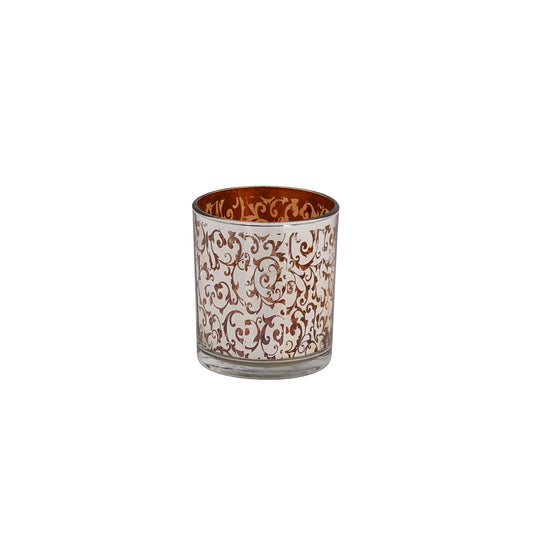 Etching Glass Votive Holder Silver