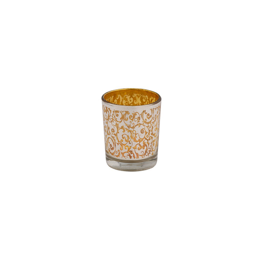 Etching Glass Votive Holder Silver 4B