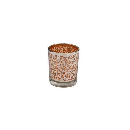 Orange Etching Votive Glass