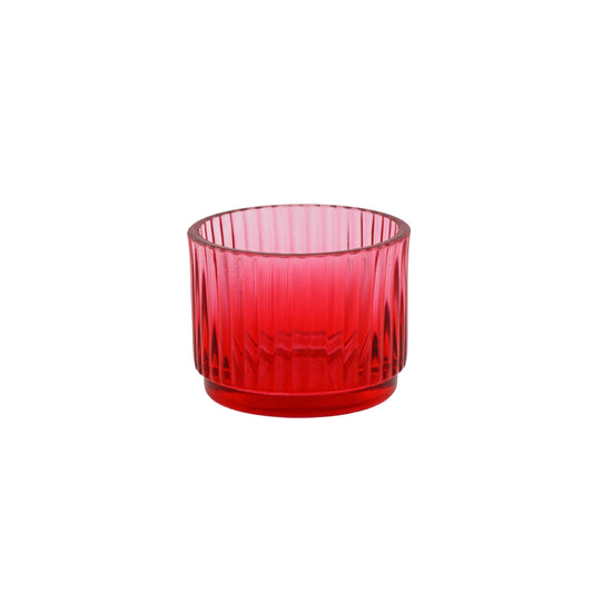 Red Lined Glass Votive