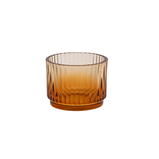 Brown Lined Glass Votive