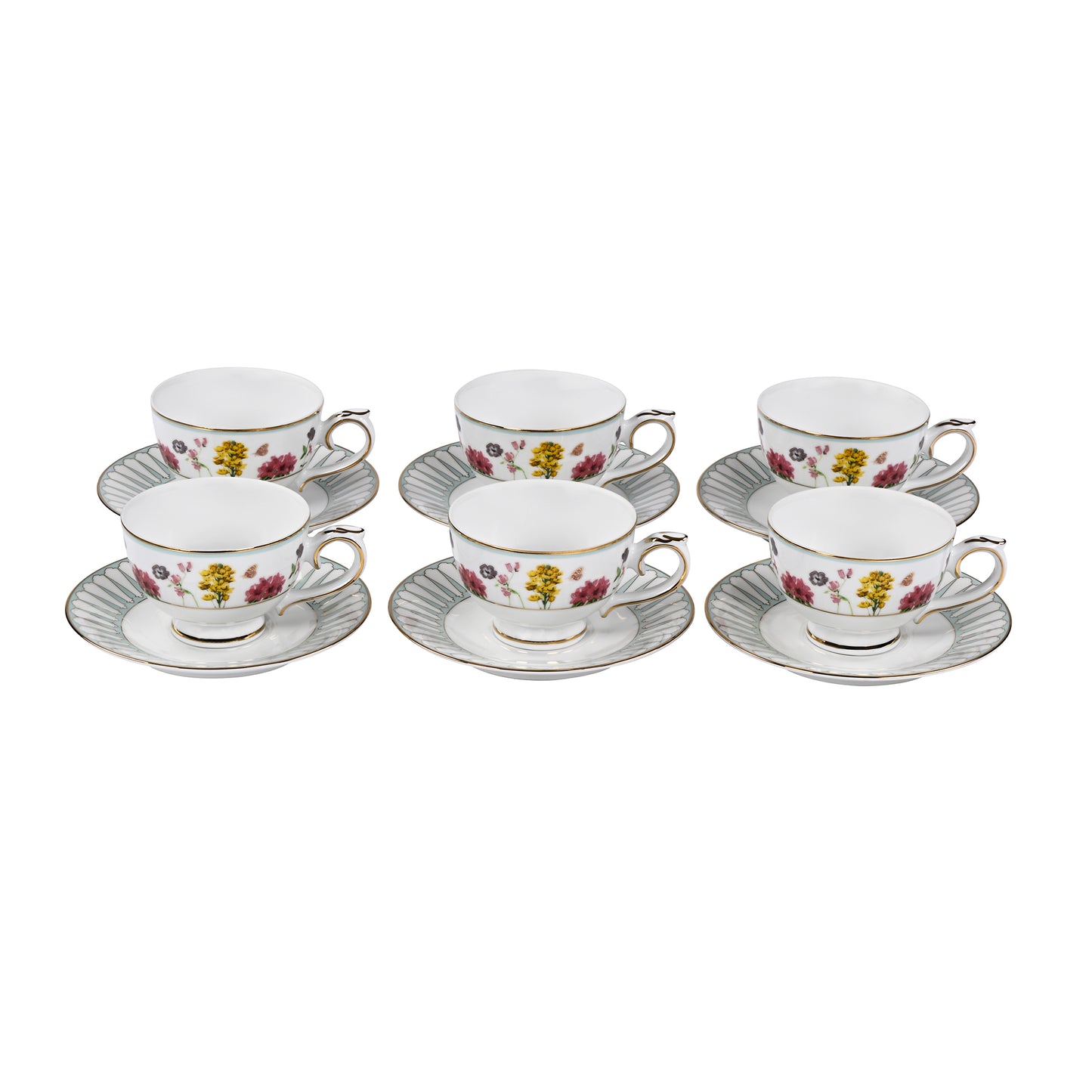 Basant Yellow Cup & Saucers Set of 12pcs