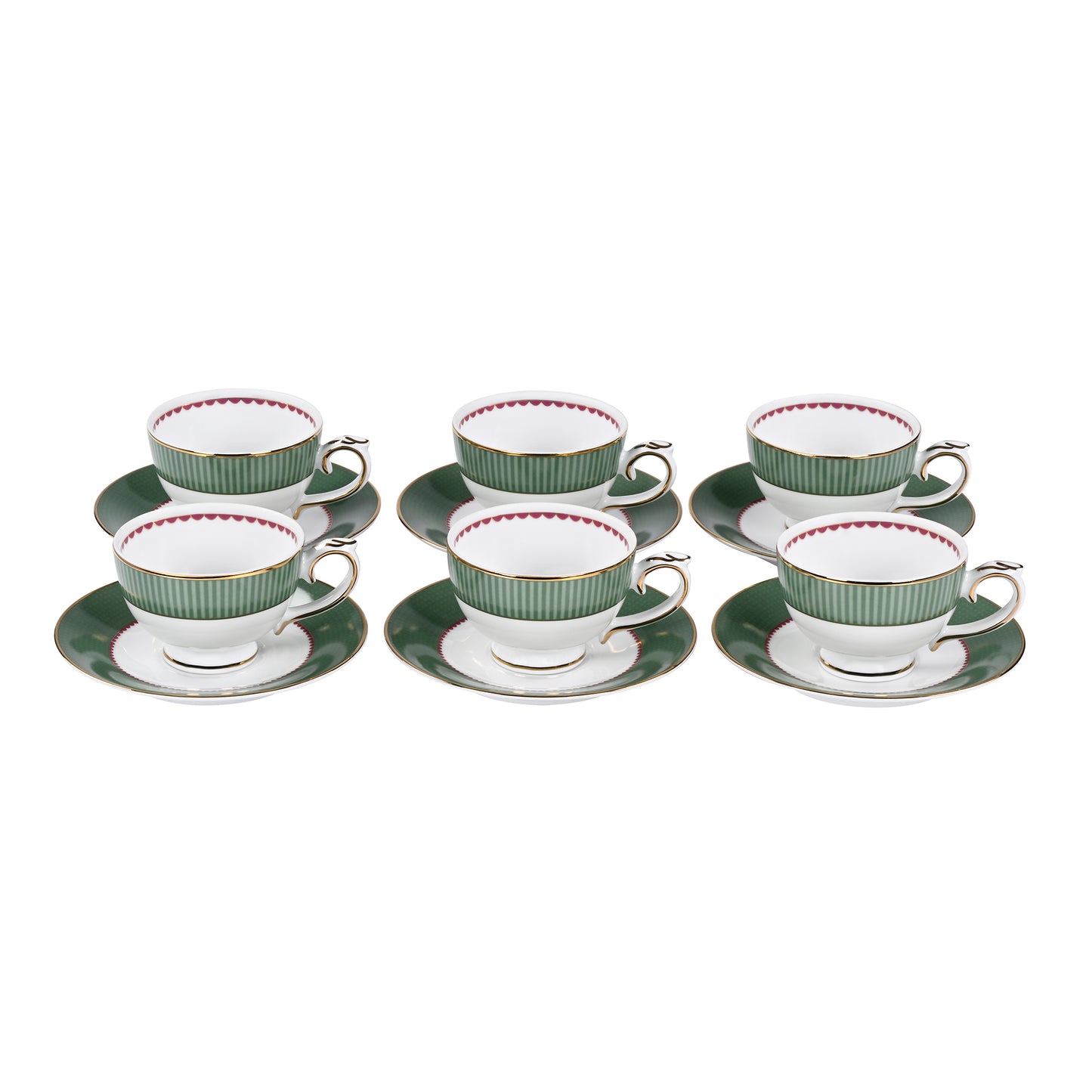 Mayura Green Cup & Saucers Set of 12pcs