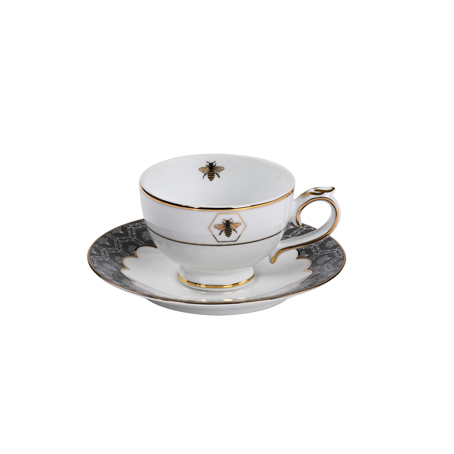 Bee Black Cup & Saucers Set Of 12pcs