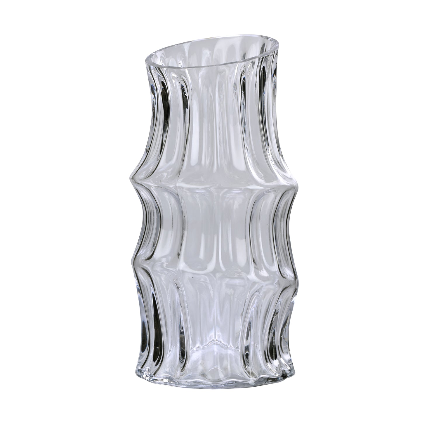 Abstract Lining Clear Glass Vase