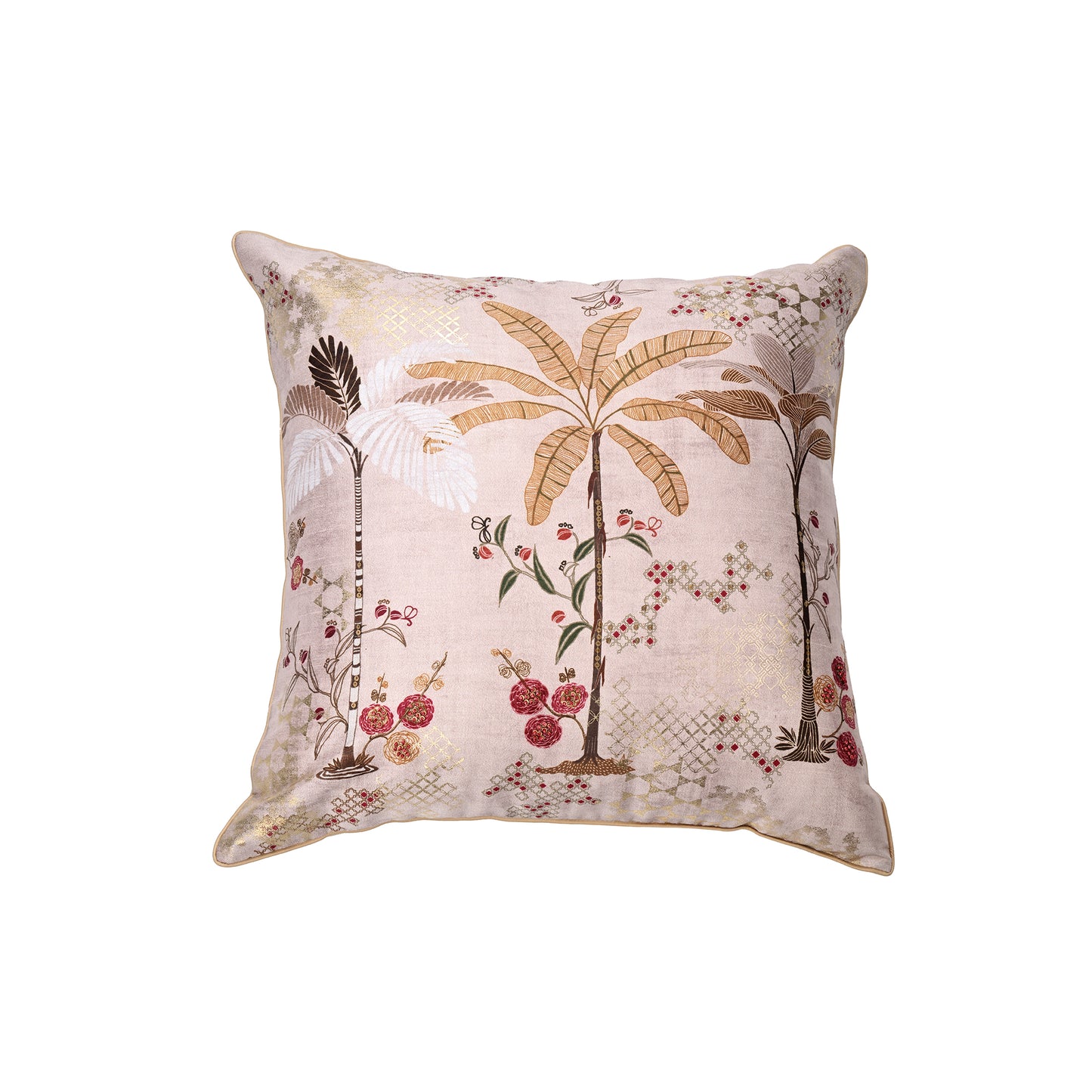 Vanya Three Palm Beige Cushion Cover