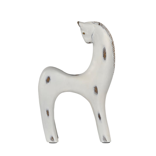 Modern Curved Horse Sculpture Antique White