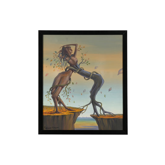 Entwined Across Time oil on Canvas-Madhukar Mahajan