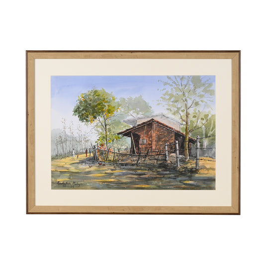 Village Water Colour on Paper-Madhukar Mahajan