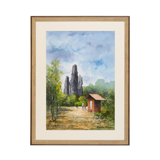 Yana I Caves Water Colour on Paper-Madhukar Mahajan