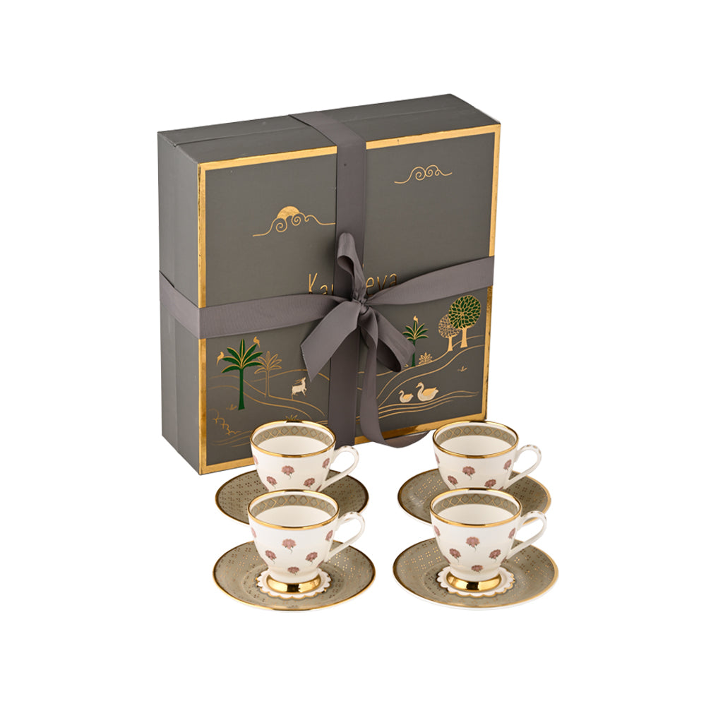 Gift Set - Lotus Pichwai Tea cup and Saucers Set of 4