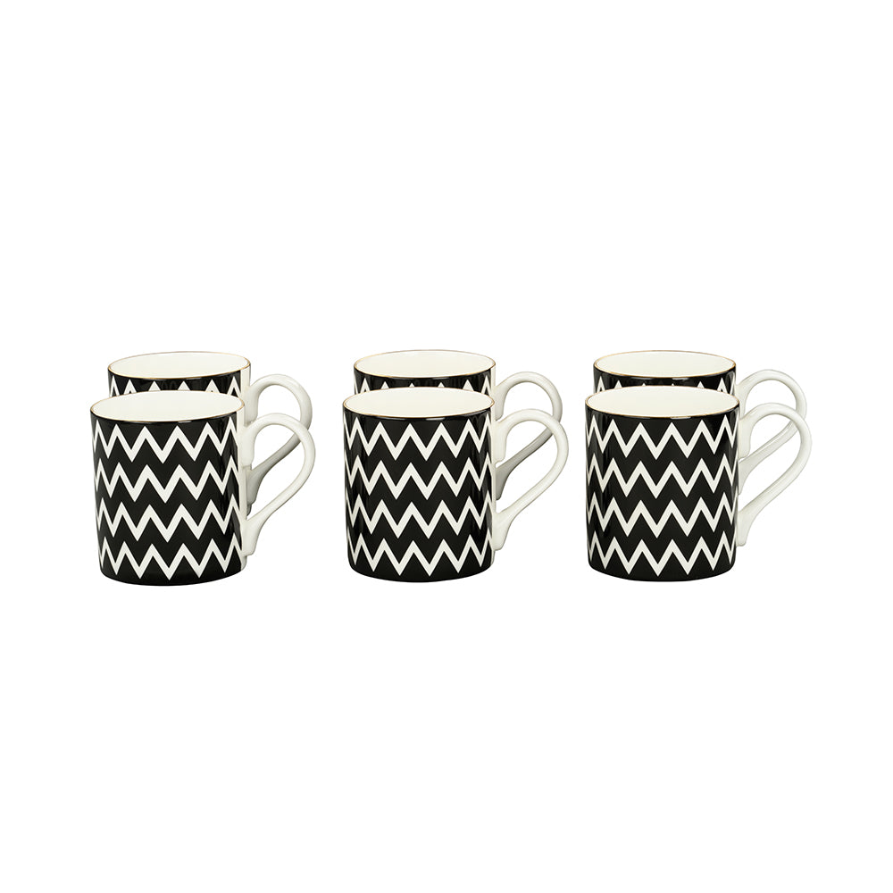 Noir Zig Zag A Mug Set of 6