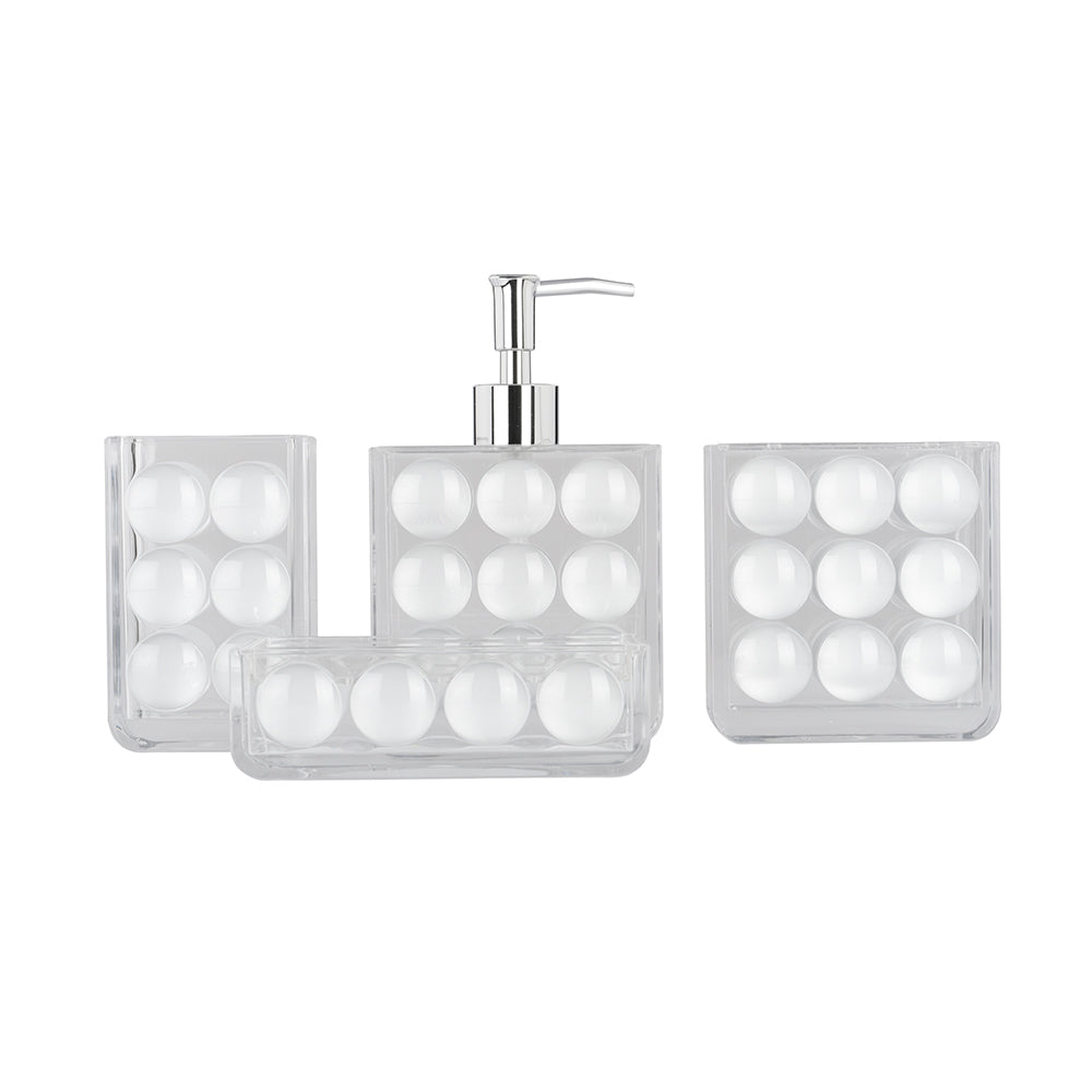 Silver and Acrylic Bathroom Set of 4