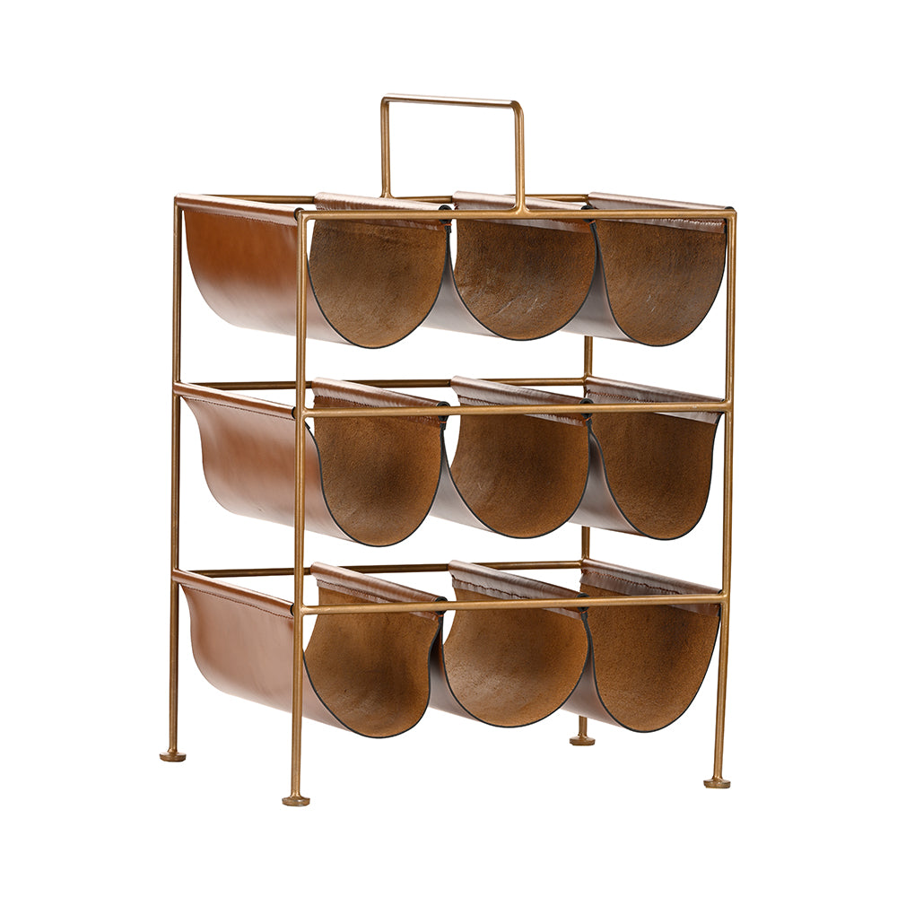Leather Wine Rack 9 Bottles