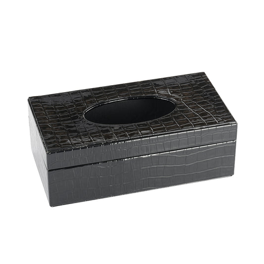 Tissue Box Faux Croc Black