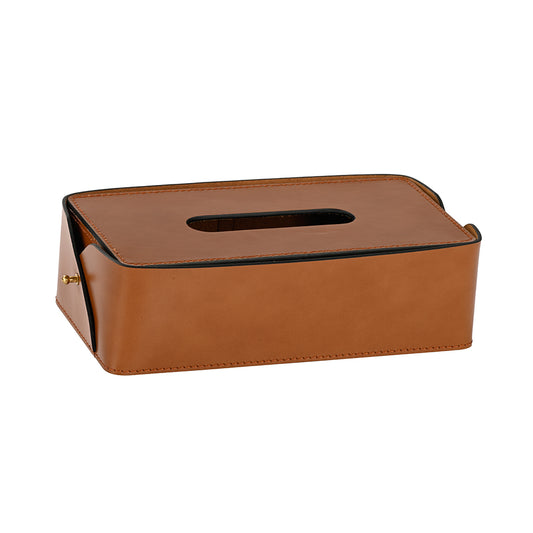 Classic Leather Tissue Box Brown