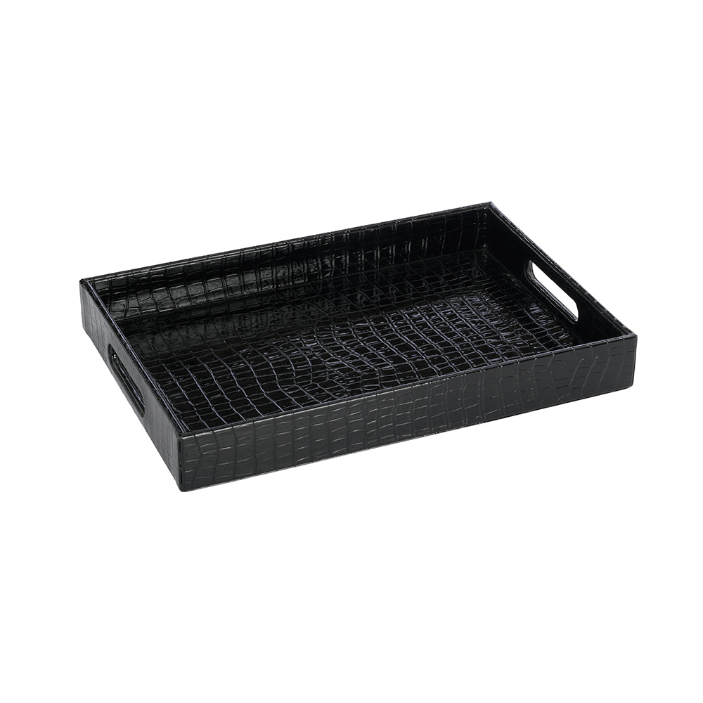 Tray Faux Croc Black Small