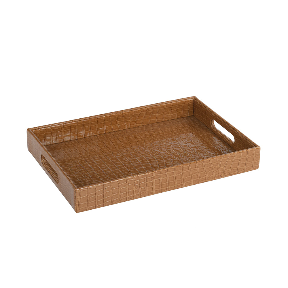 Tray Faux Croc Brown Medium