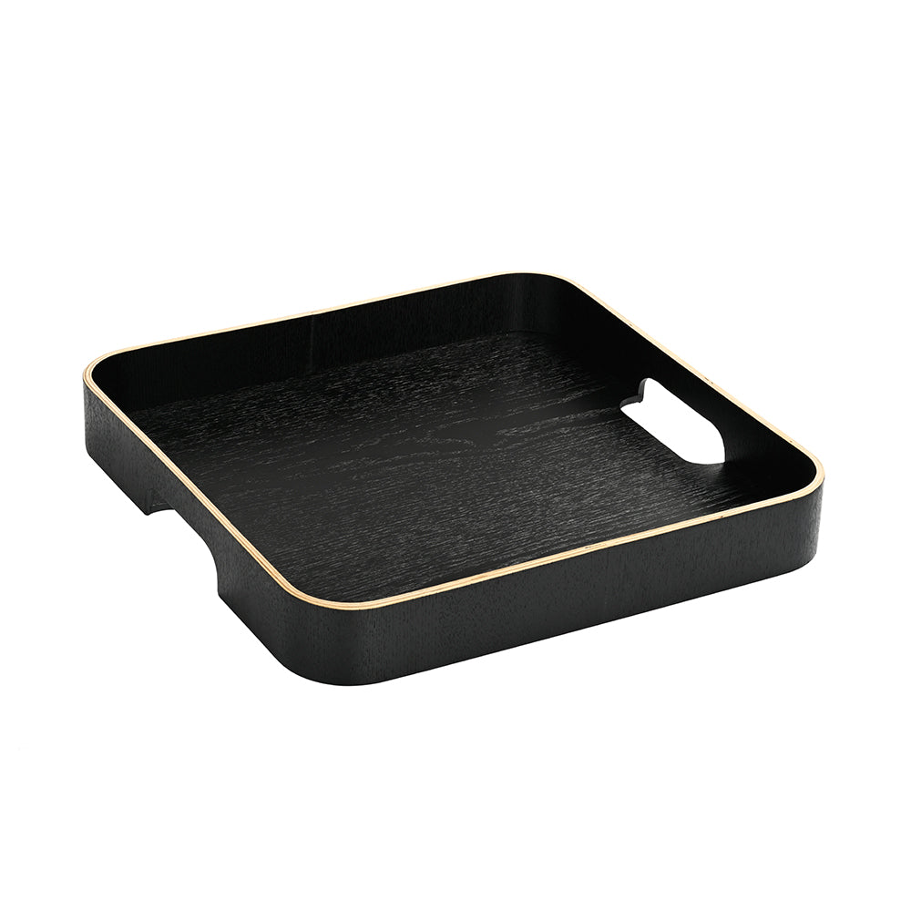 Tray with Handle Black Wood