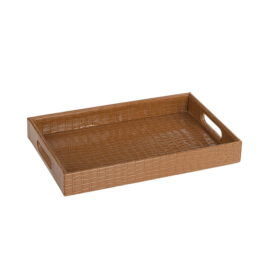 Tray Faux Croc Brown Small