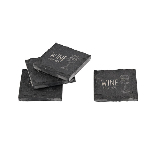 Limestone Engraved Wine Coaster Set Of 4