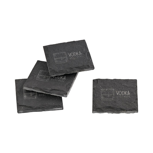 Limestone Engraved Vodka Coaster Set Of 4