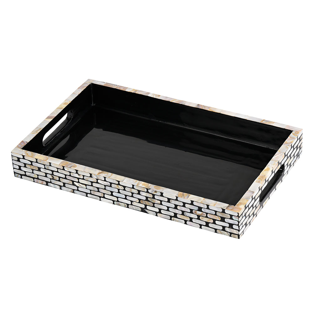 Mother Of Pearl Black & White Tray Large