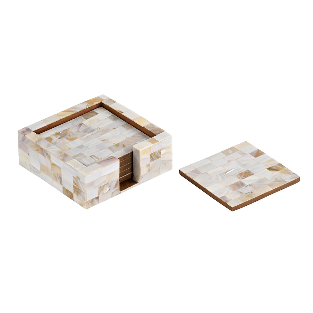 Mother Of Pearl Coaster Set Of 6