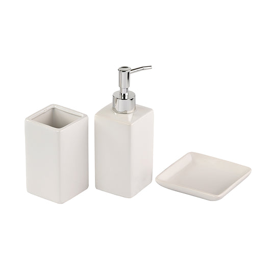 Cubico White Ceramic Bath Set of 3