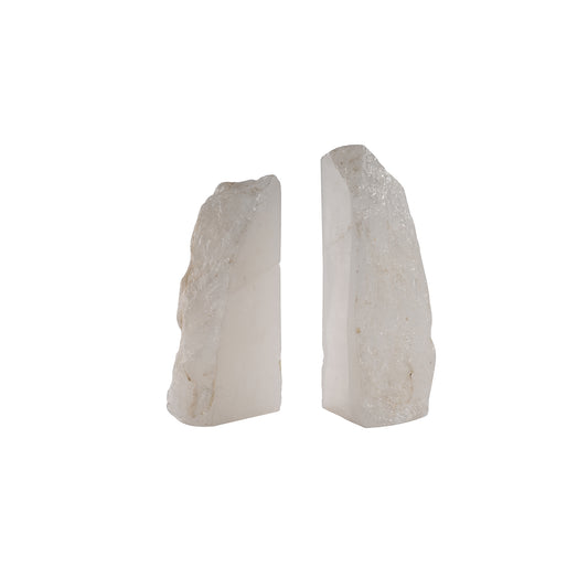 White Quartz Semi Precious Bookend