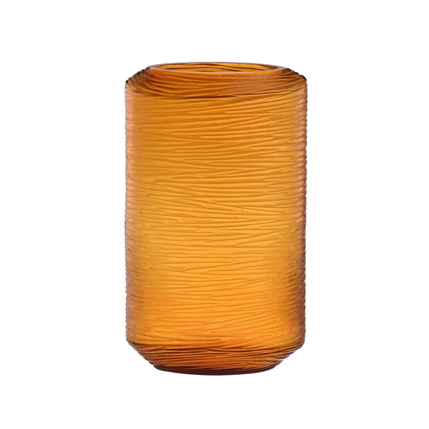 Amber Lotus Cut Vase