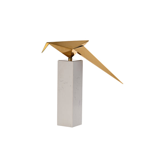 Metal Bird Sculptural Artefact on Marble Base
