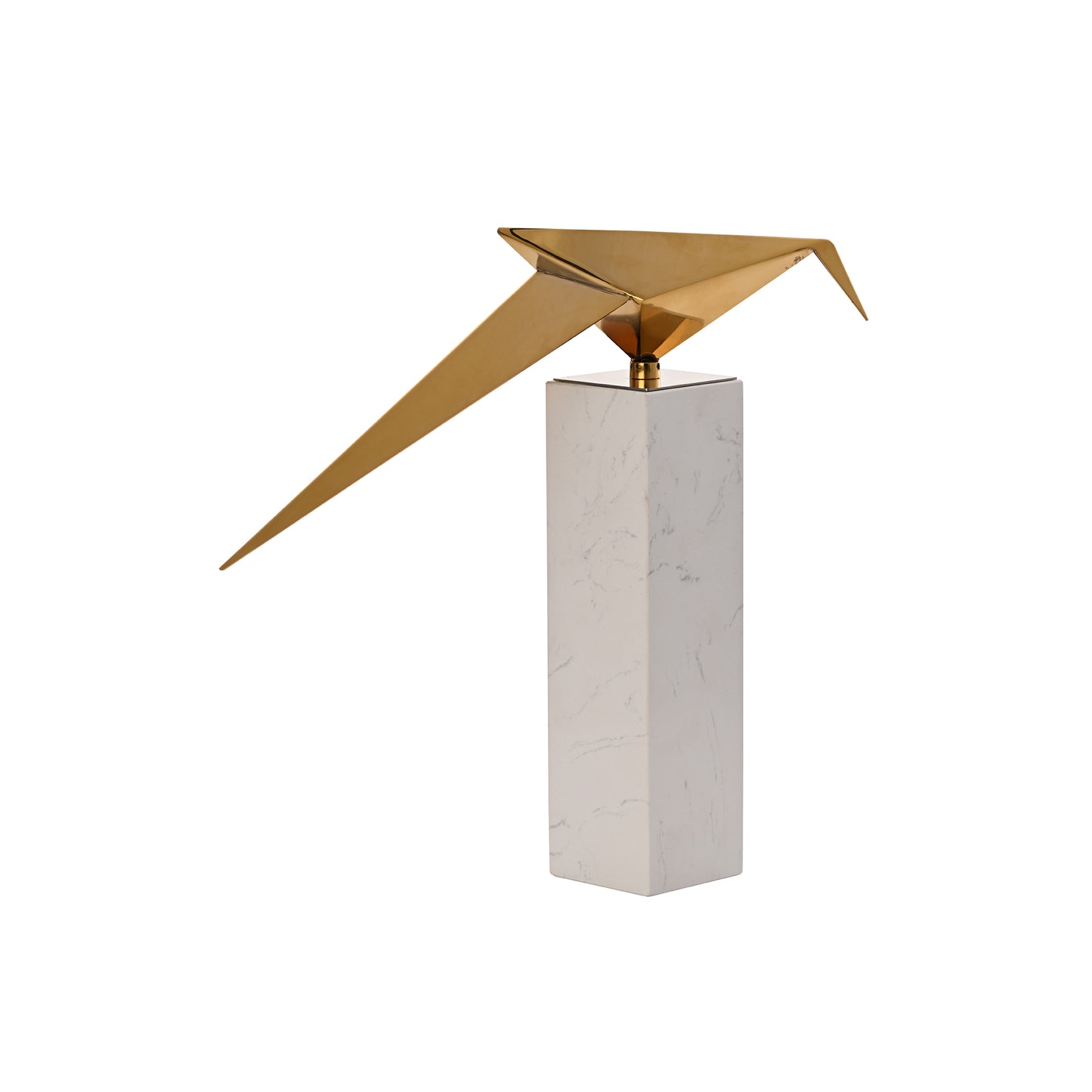 Metal Bird Sculptural Artefact on Marble Base