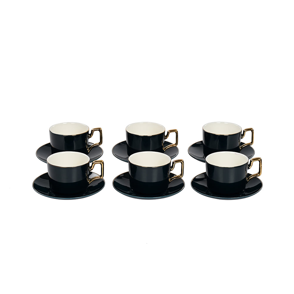 Aristocatic Cup and Saucer Dark Navy Blue 12 Pcs