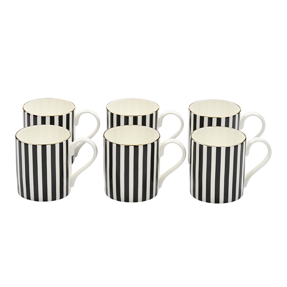 Noir Vertical Stripes Mug Set of 6