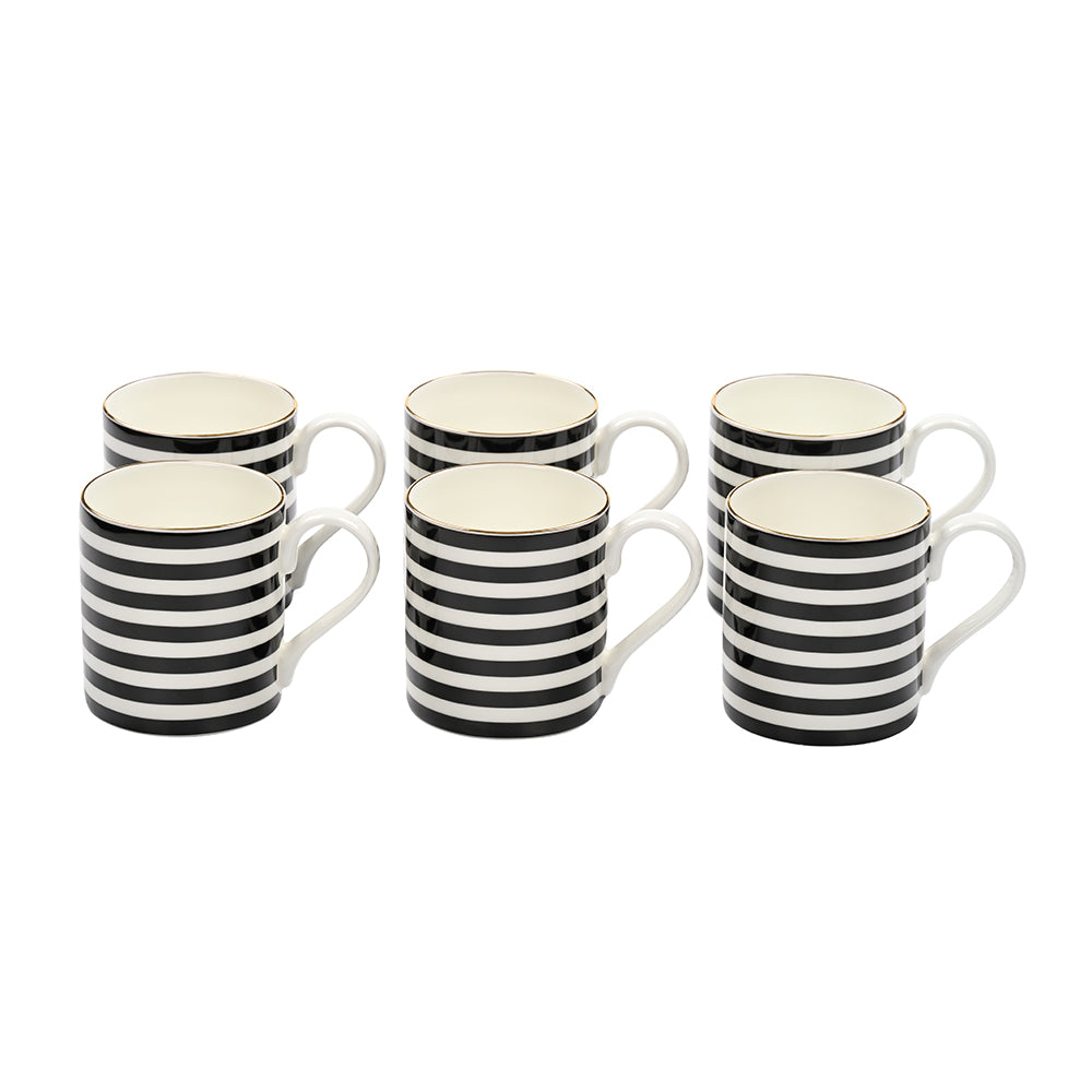 Noir Horizontal Stripes Mug Set of 6