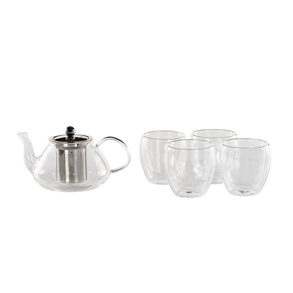 Glass Teapot with Infuser Set of 5