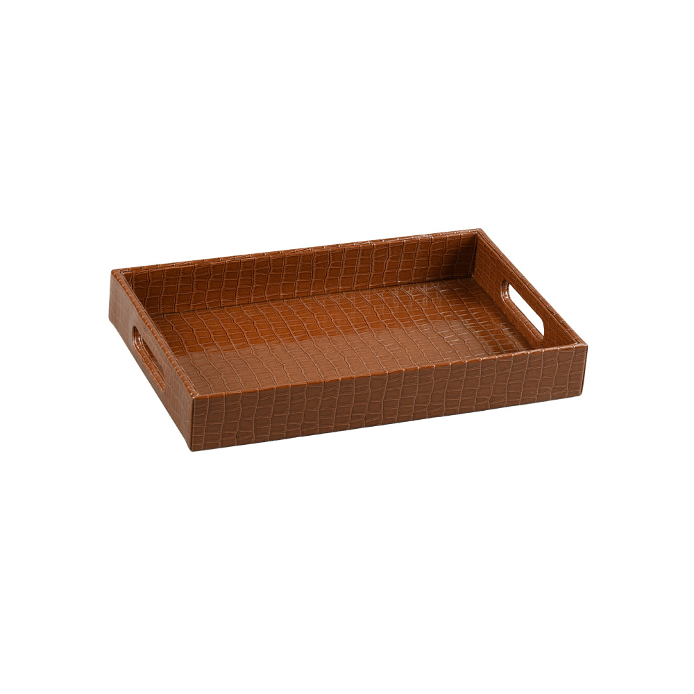 Tray Faux Croc Light Brown Small