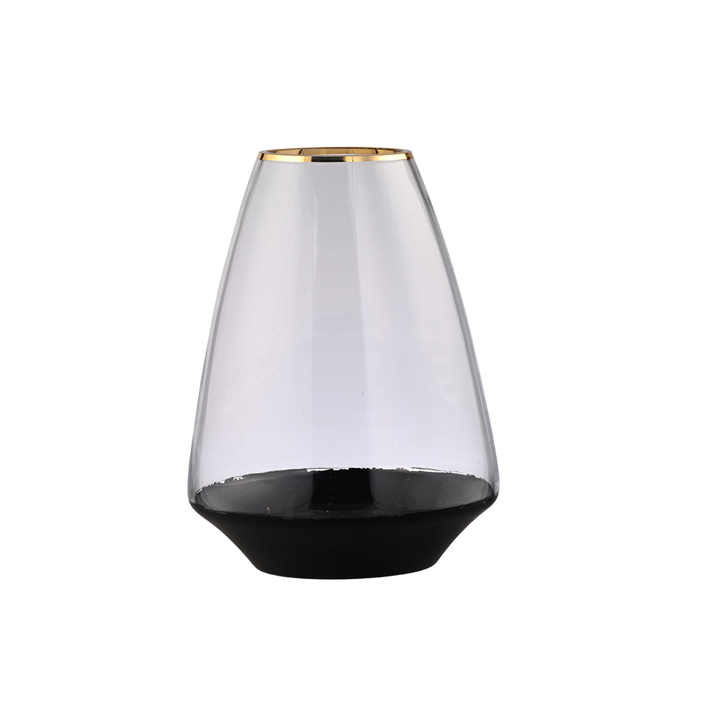 Taper Vase - Black Base with Gold Rim Small